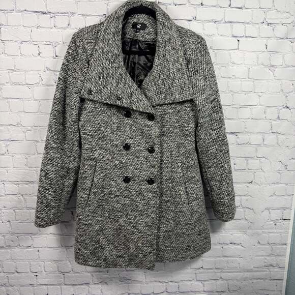 IZ Byer Jackets & Blazers - Iz Byer Charcoal Gray Pea Coat Size L